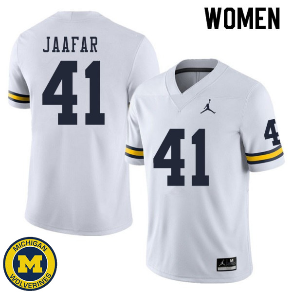 Women University of Michigan #41 Abe Jaafar White College Game Football Jersey